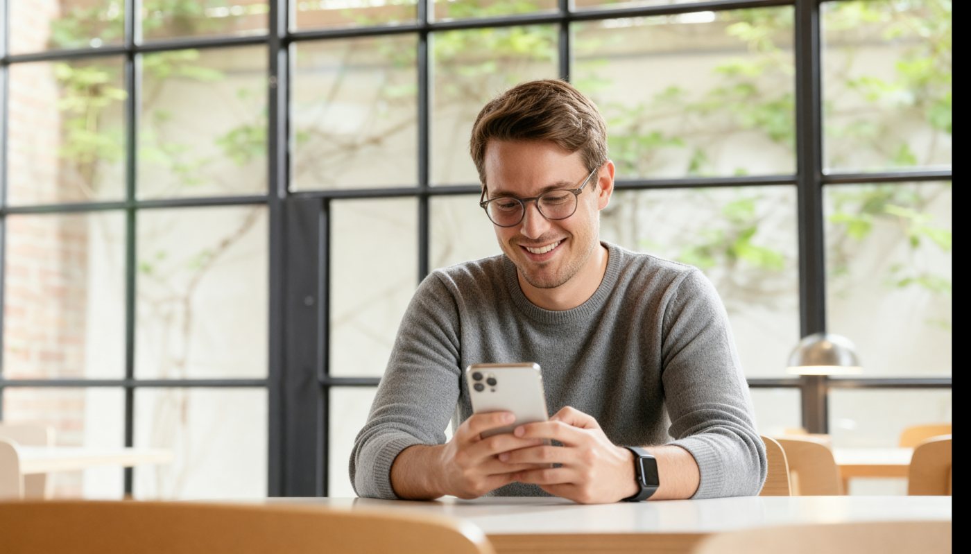 Persona usando Yose desde su teléfono
