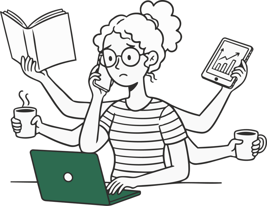 Ilustración: una mente saturada haciendo mil cosas a la vez